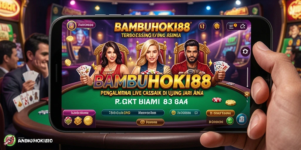 Screenshot BAMBUHOKI88 menampilkan dealer langsung dalam permainan kasino.