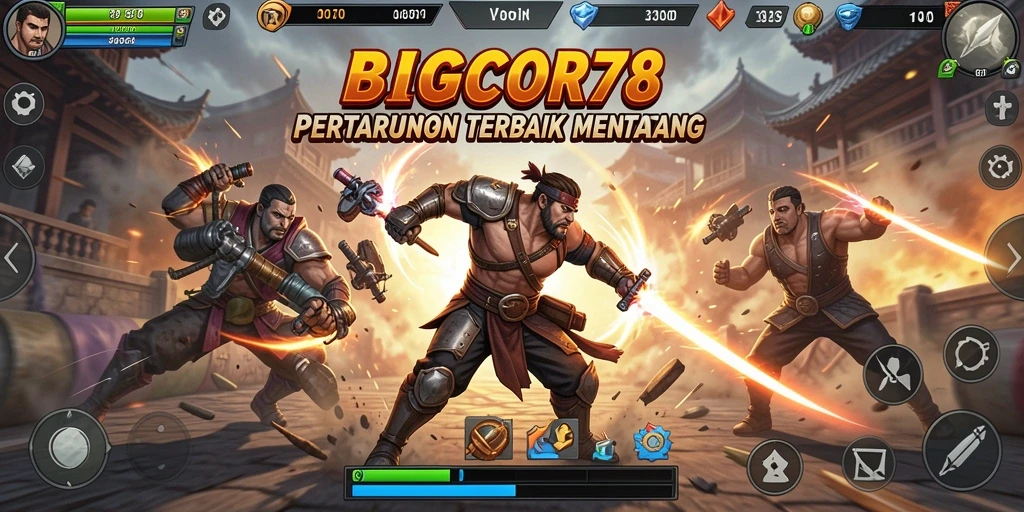 Screenshot gameplay menunjukkan pertarungan seru di BIGCOR78.