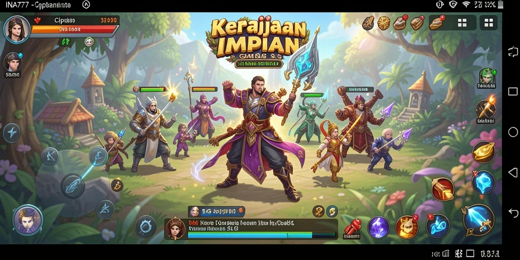 Screenshot menunjukkan pemain mengelola kerajaan dalam game SLG.