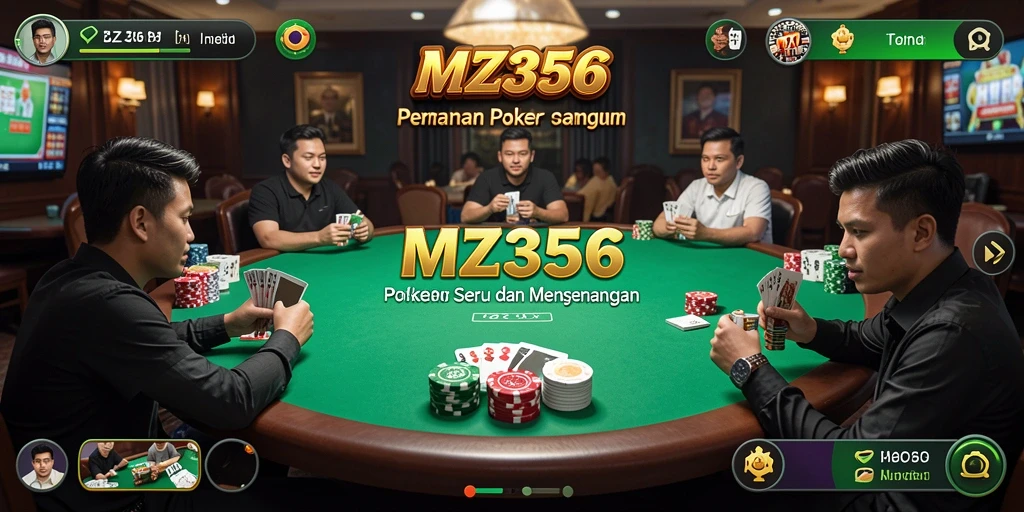 Screenshot menunjukkan gameplay menegangkan dari MZ356 dengan pemain poker yang terlibat.