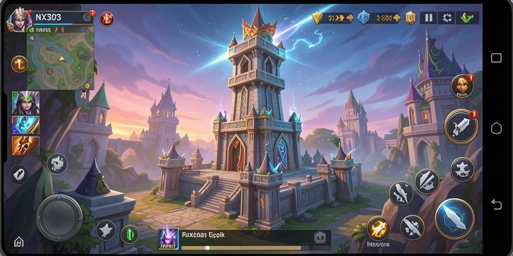 Gameplay menarik dalam NX303 dengan menara dan musuh yang beraneka ragam.