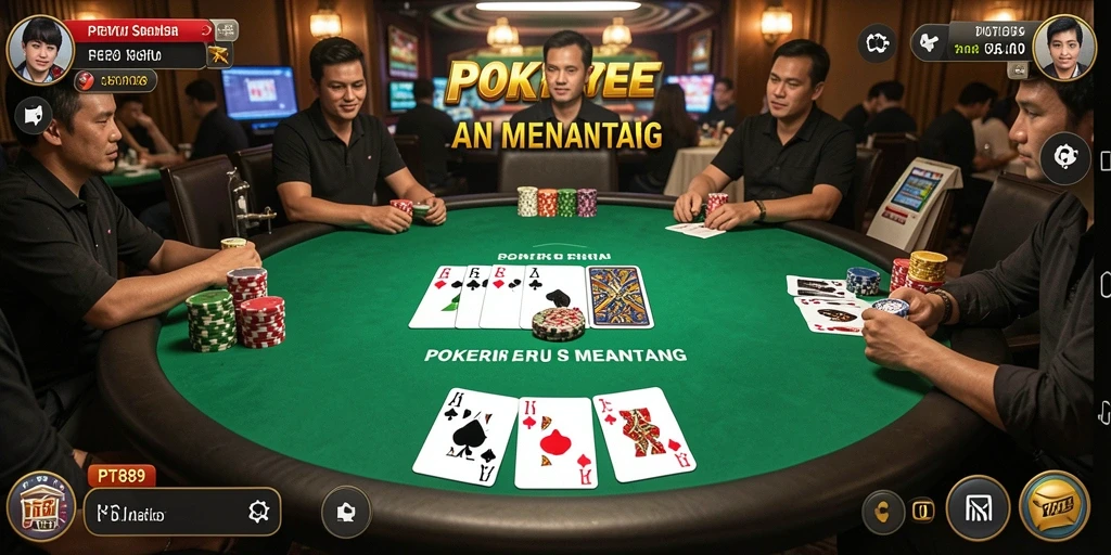 Gameplay poker yang intens dan seru dengan antarmuka menarik.